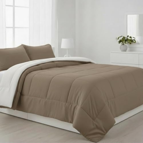 DONATELLA EDREDON Bicolor Tierra | Edredón Nordico Bicolor Reverisble | Duvet Microfibra Cálido Cómodo y Ligero | Calidad 400 gr - 090 cm., Beige