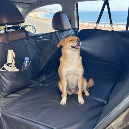 Funda Coche Perro PU, Impermeable, Antideslizante, Antiarañazos del dura Extensión del Asiento Asiento para Protector Coche Perros Asiento Trasero, Hamaca Viaje Mascotas para la Mayoría de Coches