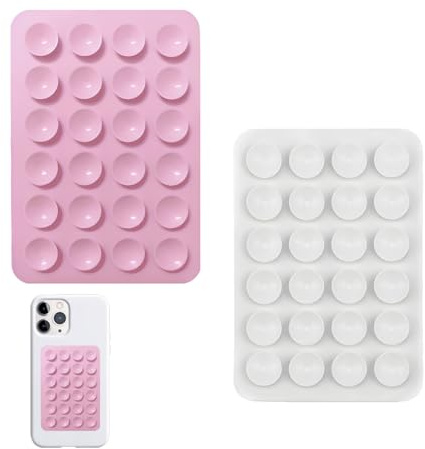 GNALIA Ventouse Téléphone 2 Pièces En Silicone, Support Mains Libres 8Cm X 5.5Cm Pour Miroir Et Douche