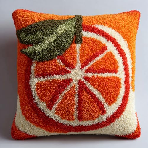 Henypt Kit de Almohadones con Cierre de Gancho Frutas de dibujos animados Kit De Cojines De Pestillo 43X43cm Funda de Cojín para Sofá, Latch Hook Manualidades Kits