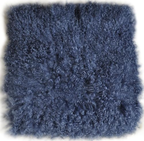 Kuhfelle Online & Nomad Tibet Lammfell Sitzauflage Stuhlkissen 40 x 40 cm Blau