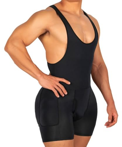 HLTYGWX Vadderade Shapewear för herr Tummy Control Bodysuit Butt Lifter Höftförstärkare Boxerunderkläder Ärmlösa undertröjor