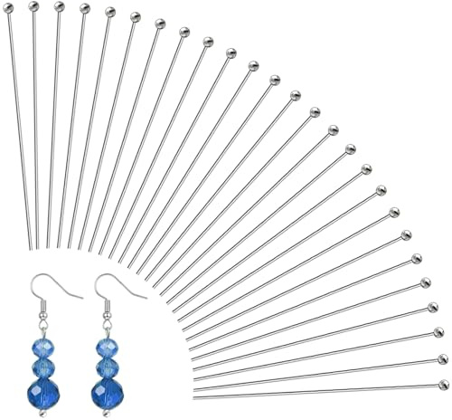 200 Stück Edelstahl-Kugelkopfstifte Für Die Schmuckherstellung 70 Mm Lange Kugelkopfstifte Biegsame Kugelkopfstiftes Gerade Stifte Für DIY-Bastelarbeiten Wie Ohrringe Armbänder Halsketten Und Anhänge