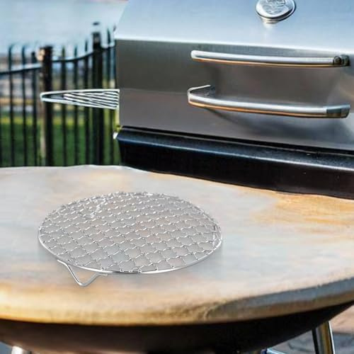 Grille de refroidissement ronde en acier inoxydable pour la cuisson et le grill, conçue pour la stabilité avec pieds méticuleusement soudés (16,5 cm)