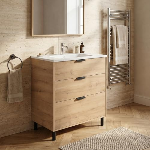 DecHome - Mobile Bagno con Lavabo Moderno 80 cm Colore Rovere