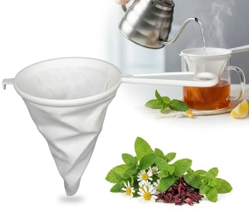 Colador de cocina de aluminio o tela, con mango, para tamiz de harina, infusiones y escurridores (colador de tela)