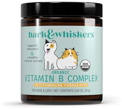 Bark & Whiskers Organic Vitamin B Complex - B Vitamins for Energy & Nervous System Support - for Cats & Dogs - USDA Certified - 0.85 oz