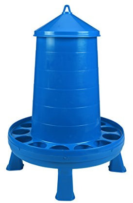 Futterspender für Geflügel, mit Beinen (blau) - robuster Futterbehälter mit Tragegriff für Hühner & Vögel (15,9 kg) (Art.Nr. DT9879)