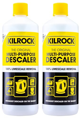 Kilrock Mega-K Multi-Purpose Descaler 2 x 1 Litre (24 Doses) - Limescale Descaling for Kettles, Shower Heads & Coffee Machines - Biodegradable and Phosphate Free