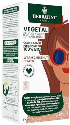 Herbatint Vegetal Color - Coloration végétale 100% naturelle et bio WARM CHESTNUT POWER - Châtain chaud 100 gr