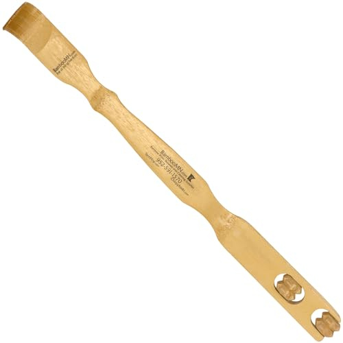 BambooMN Rascador de espalda de madera de bambú de 17 pulgadas, mango de rodillo de masaje para aliviar el estrés y picazón, 1 pieza