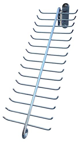 Swivel Tie Rack by WEEBAK, 30 Oversized Hooks, Men's or Women's Ties, Belts, and Scarfs Closet Accessory Organizer, Wall Mounted with provided Chrome Screws, Durable Metal, Chrome