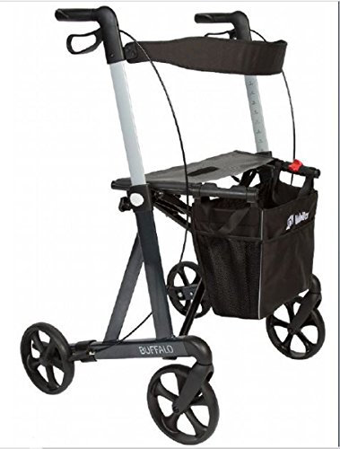 FabaCare XXL Rollator Buffalo mit Schleifbremsen, faltbar, Leichtgewichtrollator mit Vollausstattung, bis 200 kg, Sitzhöhe 62 cm, mit FabaCare Sicherheitsreflektoren