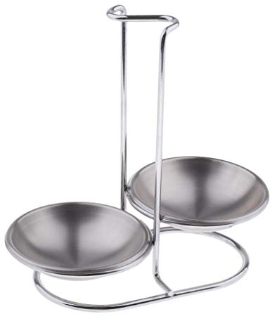 MagiDeal Accueil Cuisine Support de Repose-cuillère Support En Acier Inoxydable, Bols doubles ronds