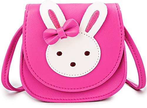 KEREDA Kinder Umhängetasche Mädchen, Niedlicher Hase CrossBody Tasche, PU Leder Prinzessin Mini Handtasche 2-8 Jahre