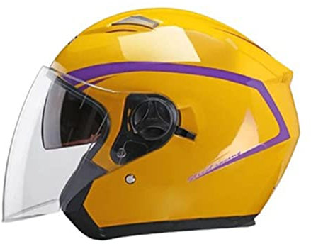 RYDZCLH Vintage Motorcycle Half Shell Helmet Men Crash Jet Helmet Women Retro Open Face 3/4 Helmet Summer Scooter Light Moped Helmet ATV Motorbike Moped Street Helmet DOT/ECE Approved,Yellow