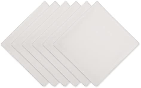 DII Solid Pastel Napkin Set Cotton, Machine Washable, 20x20 Inch, Off-White, 6 Count
