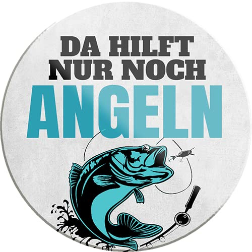 schilderkreis24 – Lustiger Spruch “Da hilft nur noch Angeln“ Magnet See Meer Fisch Angel Deko Kühlschrankmagnet Humor witzige Geschenkidee Geburtstag Weihnachten 8x8 cm
