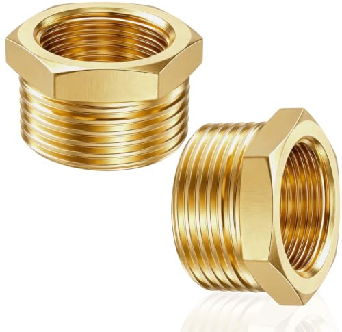 Messing Reduzierstück G1 auf G3/4 (AG Ø 32mm x IG Ø 25mm), 2 Stück Reduzierung Gewinde-Fitting DN25 Außengewinde X DN20 Innengewinde, AG/IG Reduzierung, Reduzierstück aus Messing