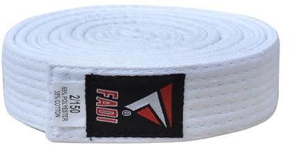 Fadi Sports Martial Arts Belt for Karate, Judo, Aikido and Taekwondo - Durable Cotton-Polyester Blend for Adults and Kids (White, 5)