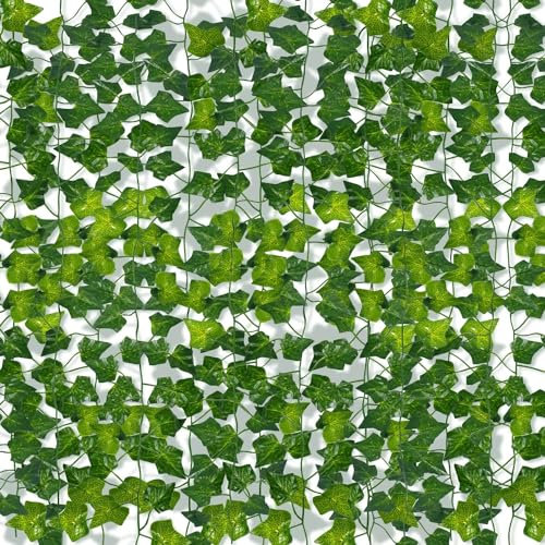 Niserelesa Hiedra Artificial Decorativa, 2,1m Hiedra Artificial, 42 Piezas Enredaderas Artificiales para Decoración de Terraza, Jardín Y Eventos, Plantas Falsas Colgantes para Exterior e Interior