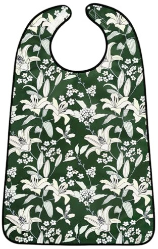 VOPHIA Lot de 3 bavoirs lavables et imperméables pour femme avec attrape-miettes en option Motif fleurs de cerisier