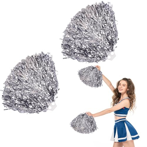 Cheer Leader Poms Pom, 2 pezzi pompon da cheerleader, Metallici Pon Pon Cheerleader, Pom Poms Cheerleading Con Manici, per Danza, Feste Sportive, Competizioni Sportive