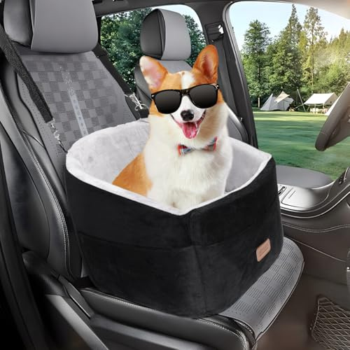 Nobleza - Seggiolino Auto per Cani Fino a 13kg, Cuccia Cane Auto con Cuscino Rialzato Staccabile, Grande Tasca Portaoggetti e Base Antiscivolo, 50x50x40cm