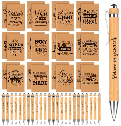 Haishell 48 Pcs 24 Inspirational Notebook and 24 Motivational Ballpoint Pen with Inspirational Quote Thank You Gifts Funny Small Pocket Notepads for Teacher Coworker Colleague Coworker Office School