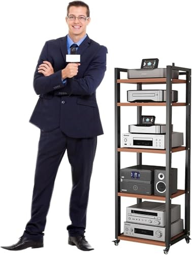 Audio rack hifi regal Startseite AV-Medienständer/ Eckregal/ Stereokabinett/ Audio-Rack-Turm, Multifunktional Audio/Video Komponenten Rack, Modern AV-Schrank Mit R(Size:5 TIER- 60CM WIDE,Color:Black1)