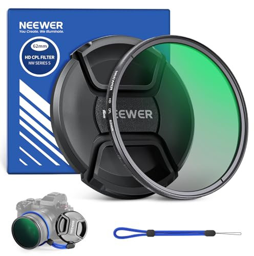 NEEWER 62mm CPL Filter with Lens Cap, Ultra Thin Circular Polarizing Filter, Nano Coating, HD Optical Glass for Camera Lens, Reduces Reflection and Glare Increases Contrast