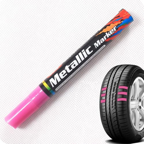 Nulala Rose Red Pennarelli per Pneumatici 1PZ, Pennarello Impermeabile per Pneumatici per Auto, Moto, Bicicletta, Profilo in Gomma Metallo Permanente