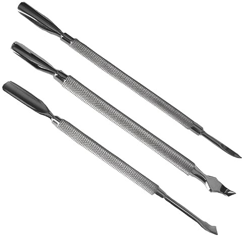 Healeved 3pezzi Spingi Cuticole in Acciaio Inossidabile Bastoncino Per Pulizia Unghie Doppia Estremità Strumenti Per Manicure Per Esfoliare e Rimuovere Cuticole