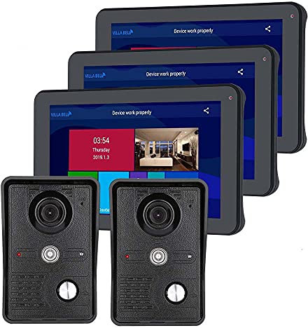 UQACHG Système d'interphone vidéo Filaire/sans Fil à 3 écrans de 9 Pouces avec 2 caméras Haute définition 1080P