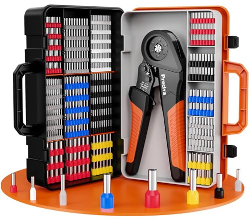 Preciva - Set di pinze crimpatrici, 0,08-16 mm², pinza crimpatrice, 1500 pezzi, per fai da te e uso domestico