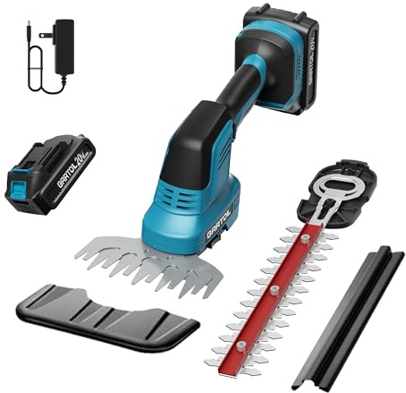 GARTOL 2-in-1 Cordless Hedge Trimmer & Grass Shears, Compatible with Makita 18V Battery, 20V Handheld Bush Trimmer with 12 & 6 Blades, Battery & Charger Included, Lightweight Bush Clipper for Yard