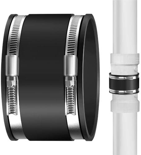 CLIUNT 100 mm manguito de goma flexible, acoplamiento de goma flexible, manguito reductor de ruido con dos abrazaderas de acero inoxidable, para ventilador de tubo, filtro