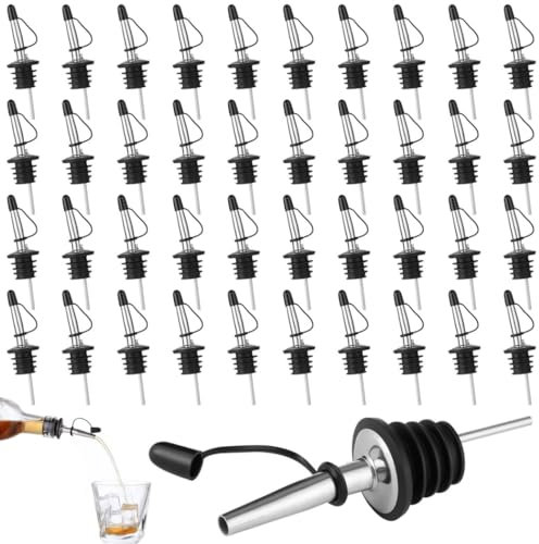 120 Stück Edelstahl-Flaschenausgießer, auslaufsichere Ausgießer mit Staubkappe, Likörspender für Öl, Wein, Bier, Wasser, Essig