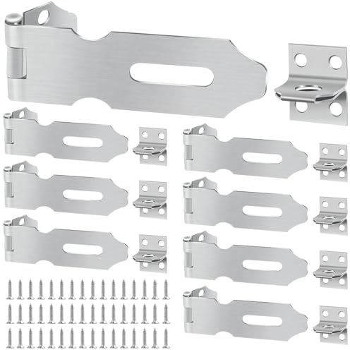 Yeepeo 8 Stück Vorhängeschloss Haspe 57mm, Kleine Riegelschloss 201 Edelstahl Schlossriegel, Überfalle Schloss mit 48pcs Schrauben, Sicherheitsüberfalle für Kleine Schachtel Schränke Werkzeugkästen