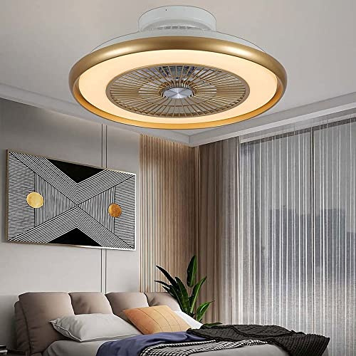 Dimmable LED Ceiling Fan Light with Remote Control 36W Modern 55CM Mute Fan for Bedroom Living Room & Office Stylish Gold Lighting Fixture