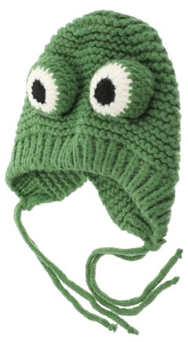 BESPORTBLE Verdickte Strickmütze Frosch Design Wintermütze Grün Einheitsgröße 43-48cm Weiches Material Für Herbst Und Kalte Jahreszeit