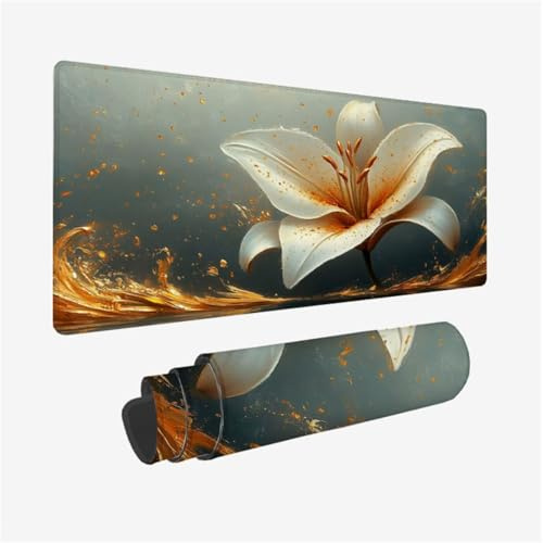 Grand Tapis de Souris Gaming XXL 1200x600mm, Mandala Tapis de Souris Blanc Motif Bords Cousus Désign, Étanche Antidérapant Mouse Pad Gaming Accessoire pour Améliorer la Précision et la Vitesse,Model76