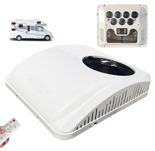 Giuggiolared RV Climatiseur de Toit 12V-220V, Climatiseur De Stationnement pour Grands Camions, 7 Sorties d'air, pour Remorques, Camping-Cars, Camions, Caravanes, Camping-Cars, Faible Bruit,48V