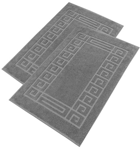 nice homeit Lot de 2 Tapis de Bain en éponge 100% Coton – Tapis de Bain de Haute qualité – Extra Doux, absorbants et lavables en Machine – Fabriqué en Italie (Gris foncé, 60 x 90 cm)