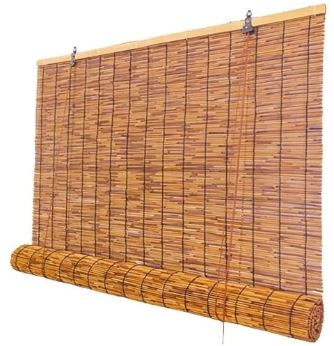 Outdoor Reed Roller Blinds, Bamboo Blinds Outdoor, Retro Bamboo Shades, Anti-UV and Waterproof, Privacy Protection, Lifting, Sun Protection,Easy Installation