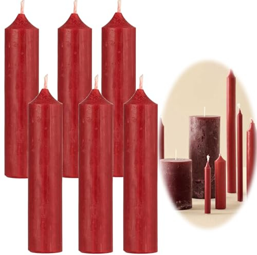 LS-LebenStil Exklusive Stabkerzen 6 Stück Ribe Set Rot 11x2,2cm | Made in Denmark - Spitzkerzen Tafelkerzen für die perfekte Tischdeko Hochzeit Taufe Advent Weihnachten Unparfümiert