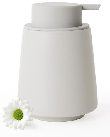 Autumnlife Seifenspender Keramik, 400ml Grau Spülmittelspender Küche Seifenspender mit Großer Pumpenkopf, Nachfüllbarer Flüssigseifenspender Handseifenspender Matt Soap Dispenser für Küche,Bad