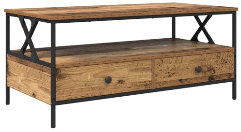 vidaXL Kaffeebord Gammalt trä 100 x 51 x 45 cm Konstruerat trä, Mörkbrun Soffbord i Rektangulär Form, Modern Inredning, Snygg och Kompakt för Loungen