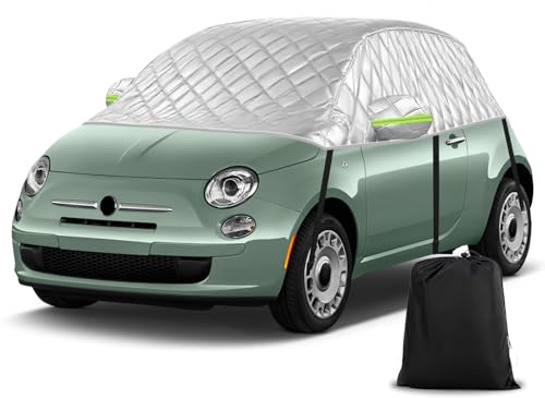 Addensato Telo Copriauto Sostituzione per Fiat 500 VW Up Kia Picanto Citroen C1, Universale Mezza Telo Copriauto Resistente Sole, Mezza Copertura Auto per Garage Resistente ai Raggi UV Antineve