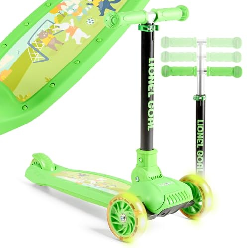 FableKids Patinete Infantil Plegable con Ruedas LED | Altura Ajustable, Freno de Pie, Desde 3 Años | hasta 50 kg | Verde